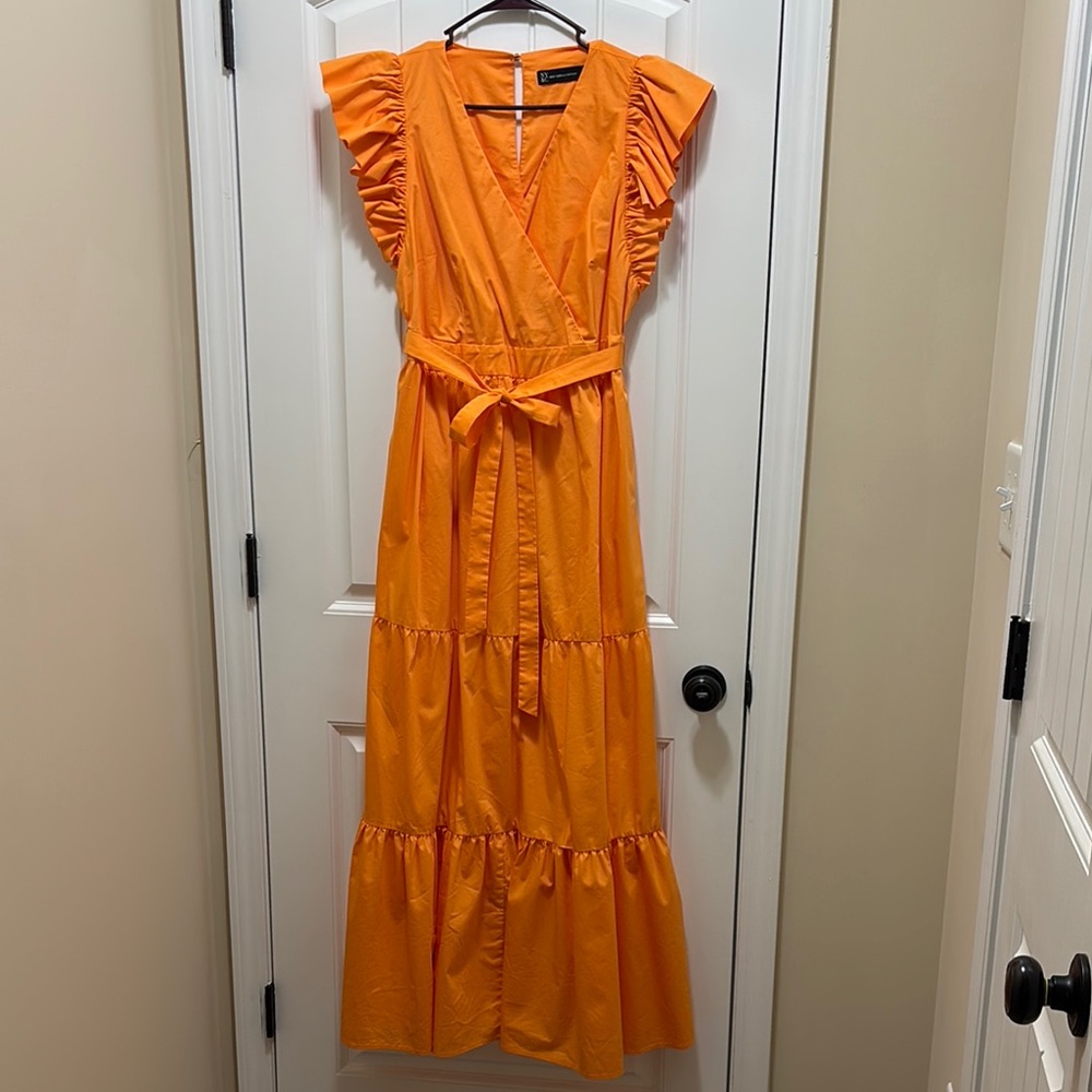 Universal Thread Vibrant Orange Ruffle Maxi Dress - image 1